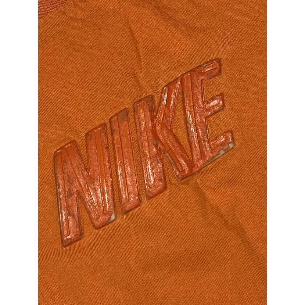 Vintage Y2K Nike Silver Tag Orange Center Nike Spell Out Shirt Size Large